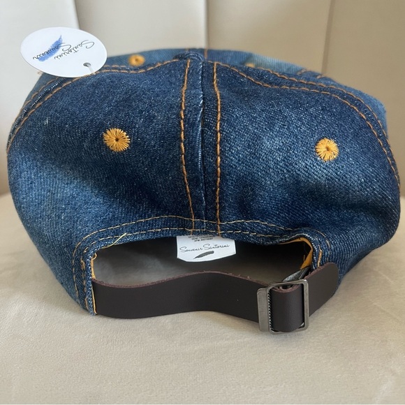 NWT Mykonos Rhinestone Embellished Blue Denim Baseball Hat Cap Adjustable Back - Picture 5 of 11